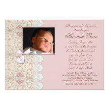 Invitaciones rosadas del bautismo o del bautizo de invitación