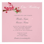 invitaciones rosadas del boda de los búhos de los  invitación personalizada