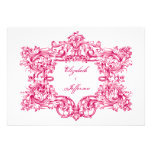 Invitaciones rosadas del boda del marco del vintag invitación personalizada