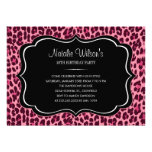 Invitaciones rosadas del estampado leopardo anuncio personalizado