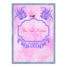 Invitaciones rosadas del pájaro anuncios personalizados