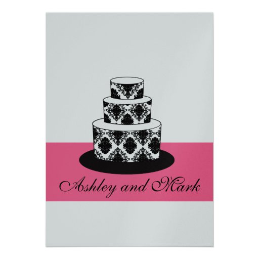 Invitaciones rosadas negras de la plata del pastel invitación personalizada