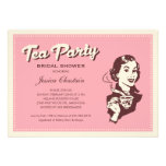 Invitaciones rosadas retras de la fiesta del té comunicado personal  