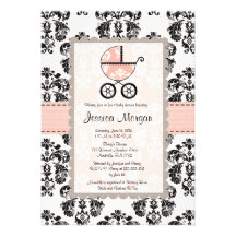 Invitaciones rosadas y negras de la fiesta de bien invitacion personalizada