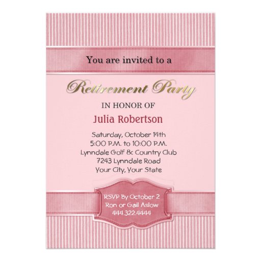Invitaciones rosas claras del fiesta de retiro de  invitaciones personales 