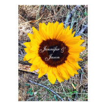 Invitaciones rústicas del boda del girasol de Camo Comunicado