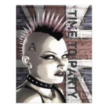 Invitaciones tamaño pequeño de la moda punky britá comunicado