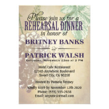 Invitaciones toscanas de la cena del ensayo del bo comunicado personalizado