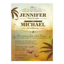 Invitaciones tropicales de la recepción nupcial de comunicado personalizado