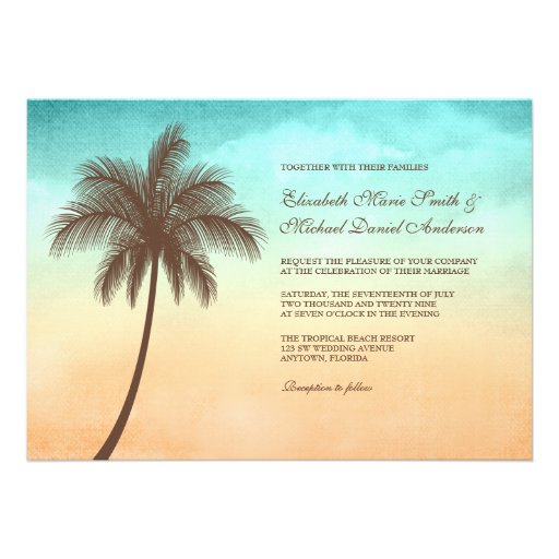 Invitaciones tropicales del boda de la palmera de  comunicado personal  