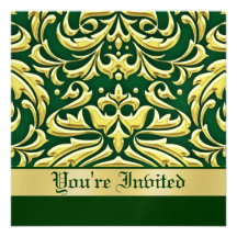 Invitaciones verdes del día de fiesta del metal de invitación personalizada