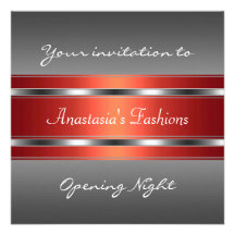 Invite a la plata roja gris de la noche de la inau invitaciones personalizada