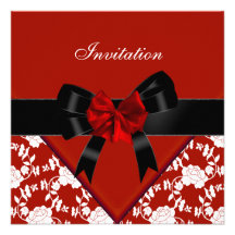 Invite al arco floral blanco negro rojo con clase  invitacion personalizada