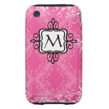 iPhone antiguo rosado del monograma 3 casamatas Tough iPhone 3 Cárcasas