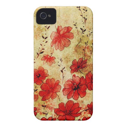 iPhone floral 4 del Grunge rojo iPhone 4 Case-Mate Carcasa