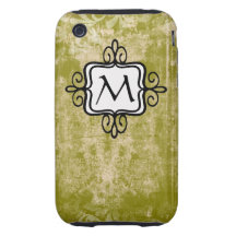 iPhone verde de Amntique del monograma 3 casamatas Tough iPhone 3 Coberturas