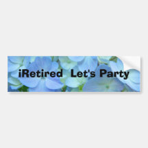 iRetired vayamos de fiesta floral azul de las pega Etiqueta De Parachoque