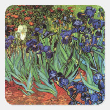 Iris de Van Gogh, arte del impresionismo del poste Pegatinas Cuadradases Personalizadas