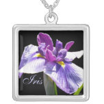 Iris púrpura azul gigante collar personalizado