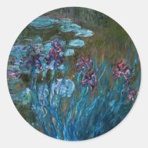 Iris y lirios de agua, Claude Monet Pegatina Redonda