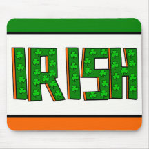 Irlandés grande con los tréboles--Verde, naranja,  Alfombrillas De Raton