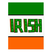 Irlandés grande con los tréboles--Verde, naranja,  Postales