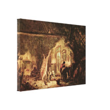 Isaac van Ostade - matanza del cerdo Impresión En Lona