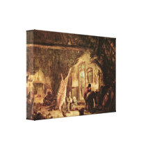 Isaac van Ostade - matanza del cerdo Impresión De Lienzo