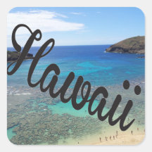 Isla de Oahu de la bahía de Hawaii Hanauma Calcomanias Cuadradas