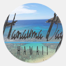 Isla de Oahu de la bahía de Hawaii Hanauma Pegatina