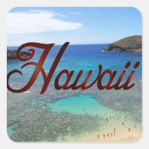 Isla de Oahu de la bahía de Hawaii Hanauma Colcomanias Cuadradas