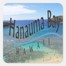 Isla de Oahu de la bahía de Hawaii Hanauma Pegatinas Cuadradas Personalizadas