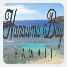 Isla de Oahu de la bahía de Hawaii Hanauma Colcomanias Cuadradass