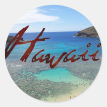 Isla de Oahu de la bahía de Hawaii Hanauma Etiqueta