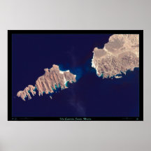 Isla Espiritu Santo, mapa por satélite de Baja Cal Posters