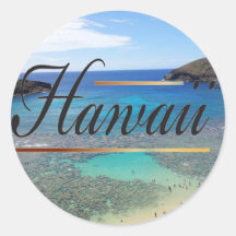 Isla Hawaii de Oahu de la bahía de Hanauma Pegatina