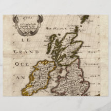 Islas Britanniques - mapa 1700 de Nicolás Fils San Tarjeta Publicitaria