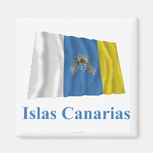 Islas Canarias que agitan la bandera con nombre en Imán Para Frigorífico