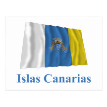 Islas Canarias que agitan la bandera con nombre en Postal