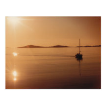 Islas de la postal de la puesta del sol de Scilly