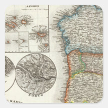 Islas de Portugal y de Cabo Verde Calcomanías Cuadradass