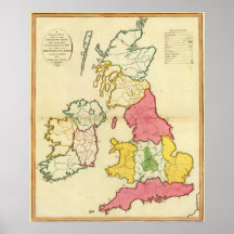 Islas llanas de Británicos del mapa Impresiones