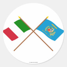 Italia y banderas cruzadas Lazio Pegatina Redonda
