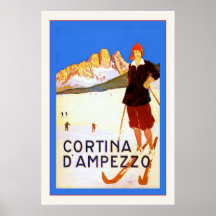 Italiano del vintage del ~ de Cortina d'Ampezzo Poster