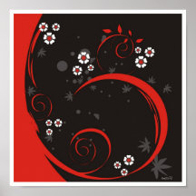 j0433079, eazo72Blk/floral rojo Poster