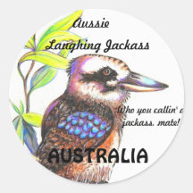 JACKASS DE RISA AUSTRALIANO ETIQUETA REDONDA