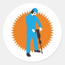 jackhammer worker runder aufkleber