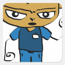 Jaidee-0001, muchacho lindo del dibujo animado calcomania cuadrada personalizada