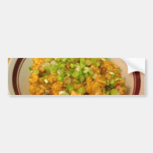 Jambalaya que cocina la comida de la cena etiqueta de parachoque