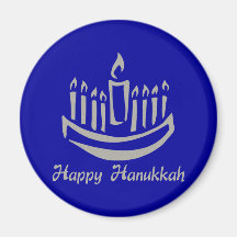 Jánuca feliz Menorah - gris plateado Iman De Nevera